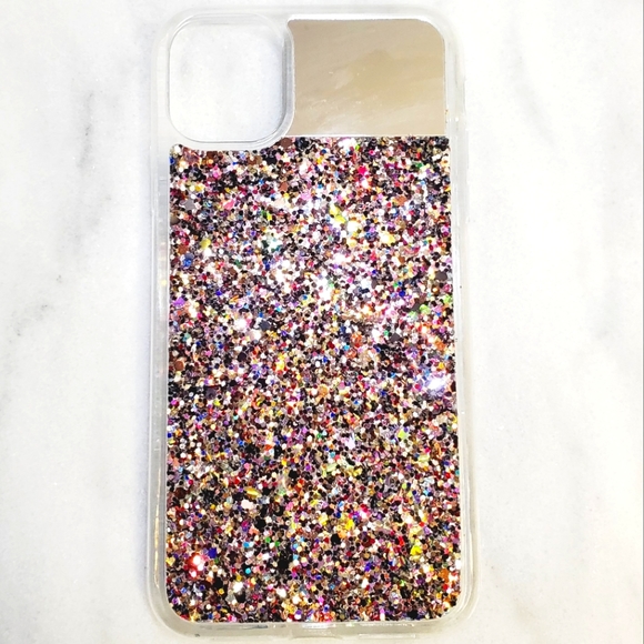 ♥️ 4 for $25 ❤ #O Phone Case for iPhone 11 Black Flakes Glitter - Picture 1 of 3